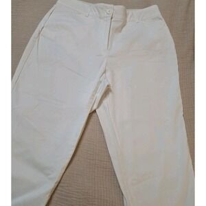 Kim Rogers White Capri Stretch Waist Zip Fly Pants Women's Size 12 Versatile